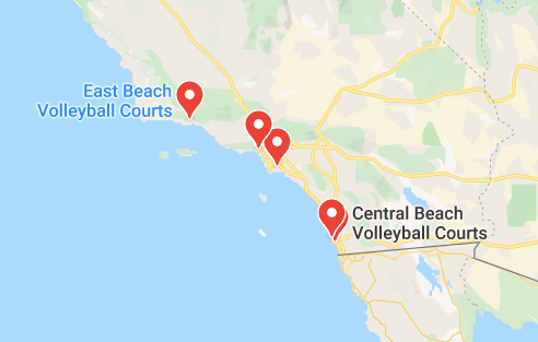 map of volleyball beaches